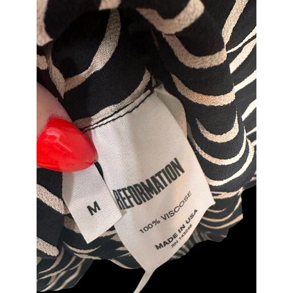 Reformation Dixie Dress Black & White Stripe Mini | Size M - Picture 5 of 5
